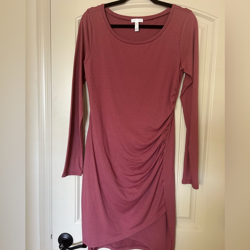 Leith Mauve Long Sleeve Dress
